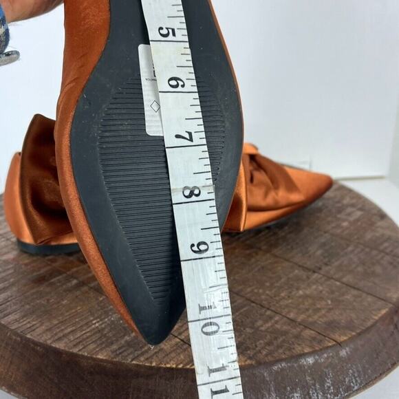 ASOS DESIGN Ballet Flats Womens US 7 In Rust Satin Lake bow pointed - Picture 11 of 12